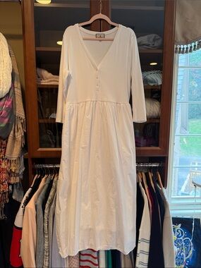 Tuckernuck White V-Neck Maxi Dress with Gathered Waist